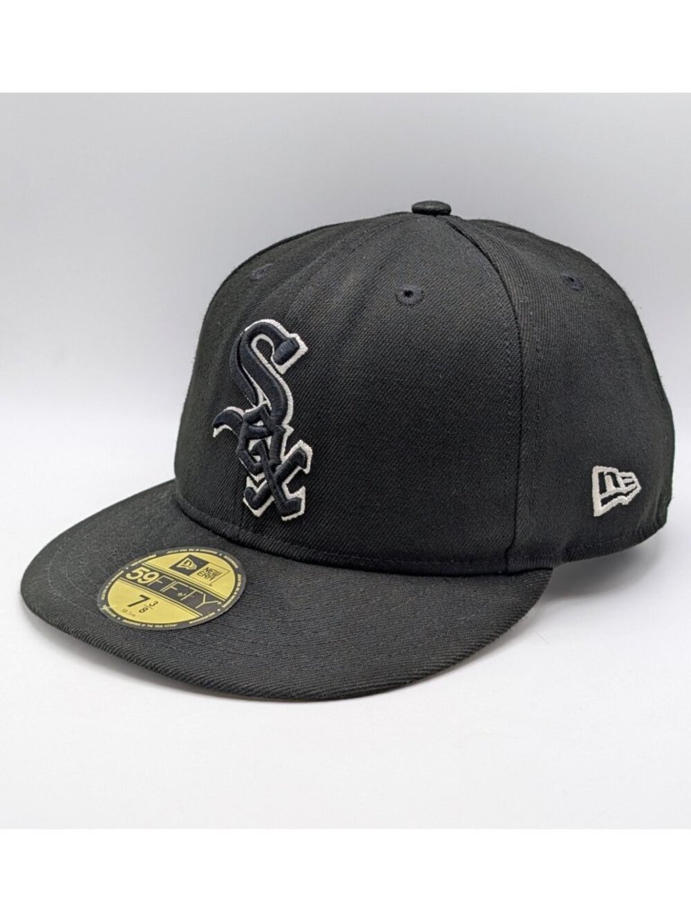 Chicago White Sox New Era 59Fifty MLB Baseball Cap Fitted Hat Size 7 3/8 Black